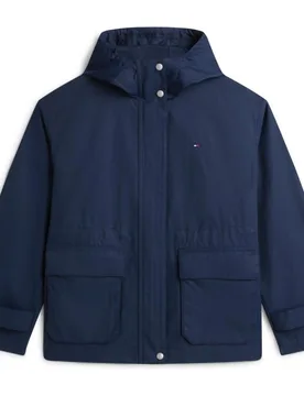 Parka corta de mujer con capucha y bolsillos de parche - Tommy Hilfiger - FashionsVida