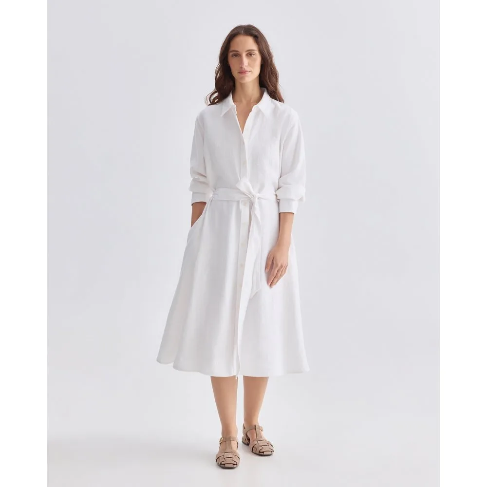 Vestido midi de lino - Lauren Ralph Lauren Woman - FashionsVida