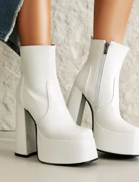 Autumn/Winter New Fashionable High Heel Women's Boots with Side Zipper Thick Bottom Square Heel Women's Boots - Aliexpress - FashionsVida