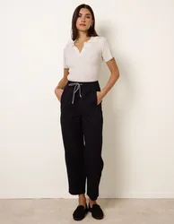 Elastic Waist Drawstring Trousers - S / NAVY - female