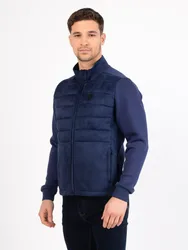 Mens Cromwell Premium Faux Suede Jacket In Blue - Navy - Size Small