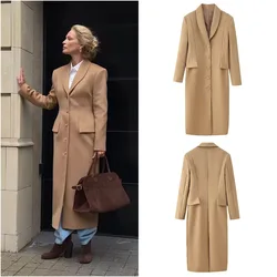 Luxury High Quality Waist Cinching Woolen Coats Long Overcoat Slim Trench Coat Women High Street Coats Single-breasted Lapel Top