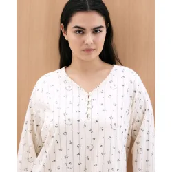 Camisón de mujer manga larga estampado detalle cuello