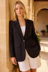 Women's Single Breasted Smart Blazer in Black Size: 20 - Black - Size: 20