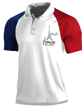 France Flag Simple Classic Polo Shirt For Men's Clothes Rooster Eiffel Tower Print Short Sleeve Shirts Summer Streetwear Top - Aliexpress - FashionsVida