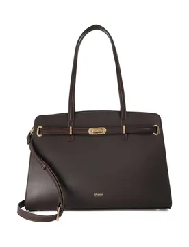 Leather Buckle Strap Tote Bag Dark Brown female - Dune london - FashionsVida