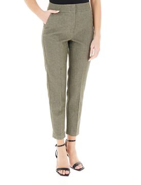 Pantalone misto lino VERDE OLIVA 48