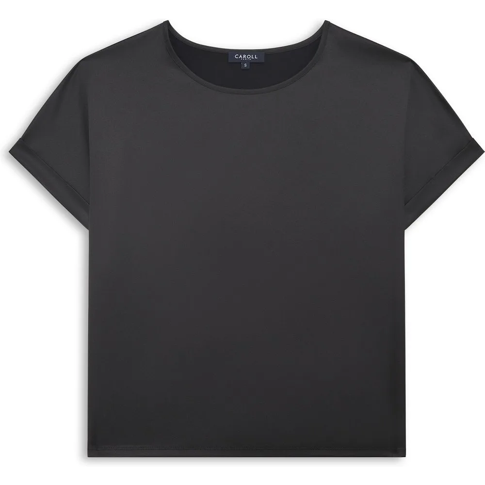 Camiseta de mujer con manga corta remangada y cuello redondo - Caroll - FashionsVida