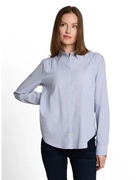 Blusa A Maniche Lunghe 1052609 Fern Blue Dobby 38 - Tom tailor - FashionsVida