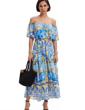 Robe longue arty Stella Jean BLUE L female - Desigual - FashionsVida
