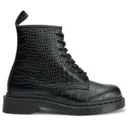 Womens Dr 1460 Croco Boots - Black Leather - Size Uk 6