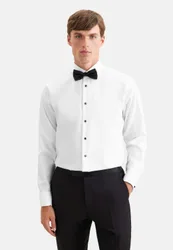 Slim Smokinghemd Uni Weiß 38
