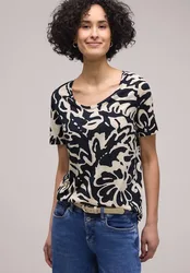 Kurzarm T-Shirt mit abstraktem Print female Blau