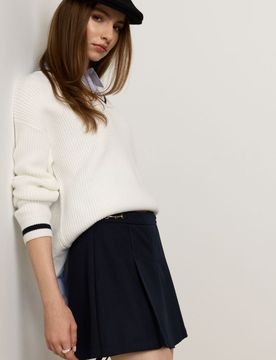 Gonna-pantalone plissettata con mix di viscosa - blu scuro