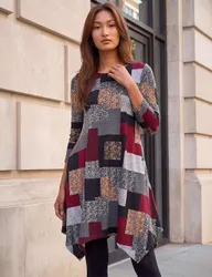Animal Print Knee Length Knitted Dress Red female