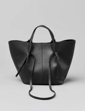 Borsa a mano color cuoio a trapezio in pelle bottalata con manici a spalla regolabili e pochette in suede - Visonà - FashionsVida
