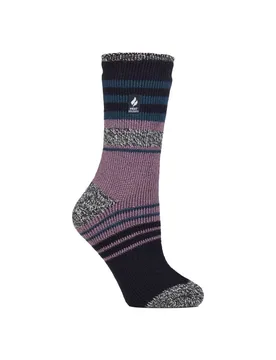 Stripe Patterned Ladies Winter Thermal Socks - - Size: 4-6 - Heat Holders - FashionsVida