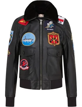 Women's A2 Top Gun Leather Bomber Jacket-Sunbury in Black Size: 20 - Black - Size: 20 - Infinity Leather - FashionsVida