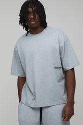 Herren Tall Oversized Boxy Heavyweight Bedrucktes T-Shirt Grey Marl Größe Small