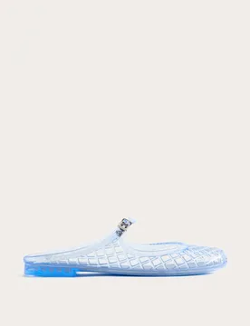Ankle Strap Flat Jelly Mule Sandals Pale Blue female - M&S - FashionsVida