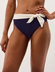 Tie Front High Waisted Bikini Bottoms Navy female