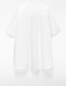 Camisa de mujer oversize bordada en algodón orgánico - Adolfo Dominguez - FashionsVida