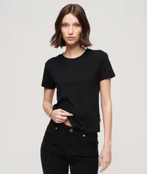 Superdry Damen Essential Logo T-shirt in Schmaler Passform Schwarz - Größe: 40