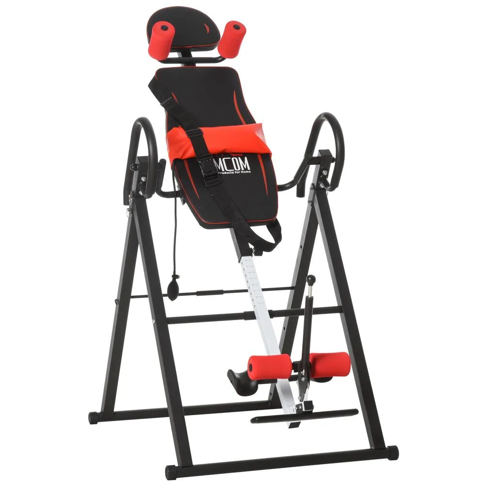 Adjustable Gravity Inversion Table with Safety Belt in Black - Black - Size: One Size - HomCom - FashionsVida