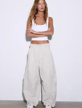 Elegante Barrel-Hose Steingrau 40 - Stradivarius - FashionsVida