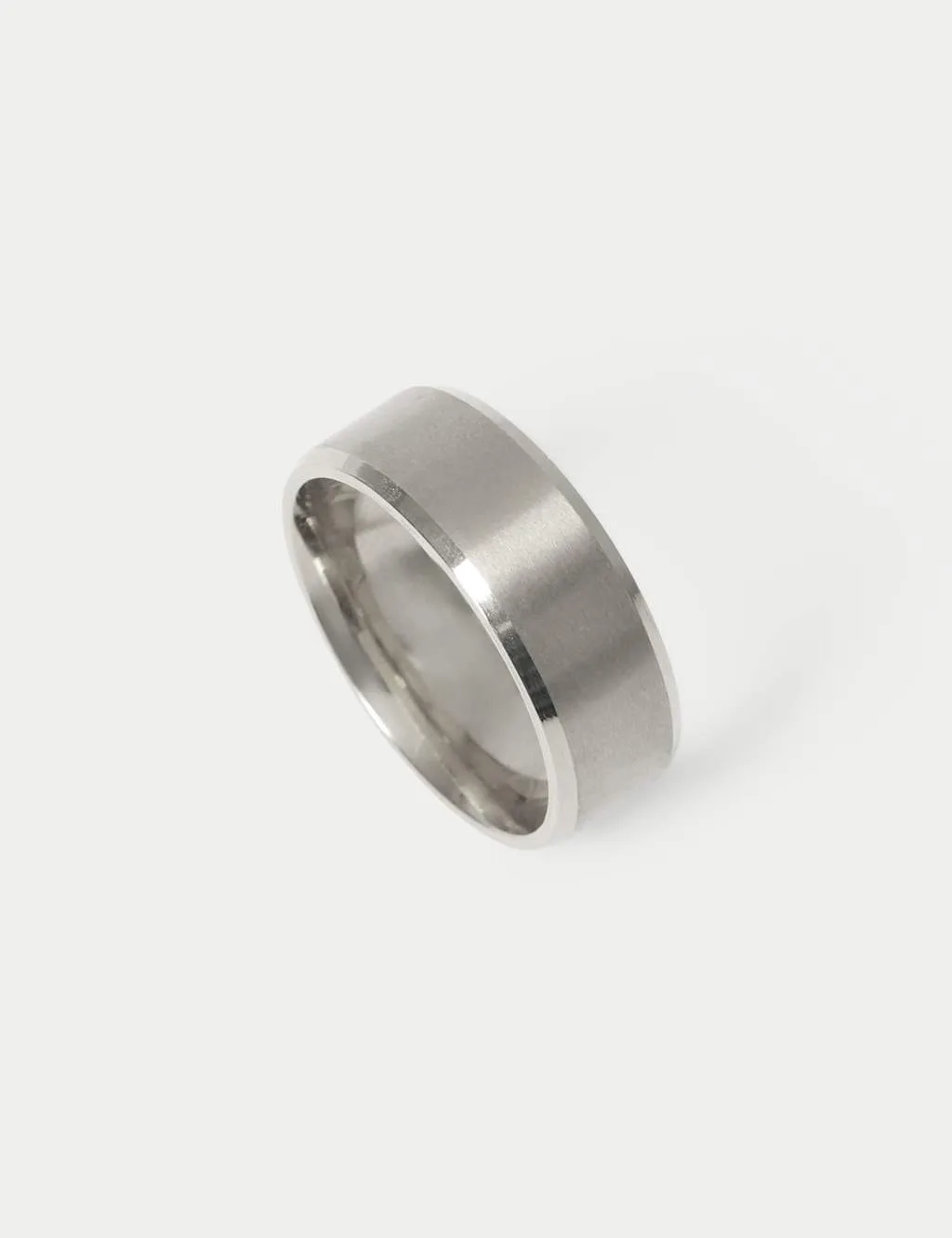Stainless Brushed Ring Silver male - M&S - FashionsVida