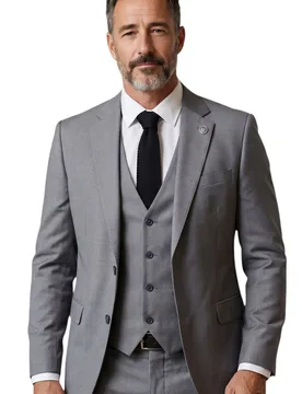 Mens Greymens 3 Piece Formal Classic Business Workwear Suit - Im30 - Grey - Size 36" (Chest) 30" (Waist) - TruClothing - FashionsVida