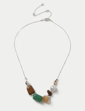 Natural Stone Pearl Necklace Silver female - M&S - FashionsVida