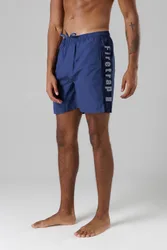 Mens Mid Blue Regular Fit Swim Shorts With Elasticated Drawstring Waist - Size Small