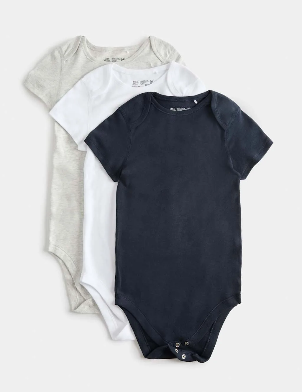 Pack Adaptive Pure Cotton Bodysuits (3-16 Yrs) Grey Mix unisex - M&S - FashionsVida