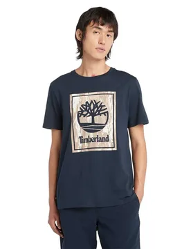 T-shirt à Manches Courtes Stack Logo Camo Dark Sapphire M - Timberland - FashionsVida