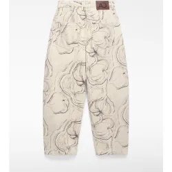 Vaquero recto de mujer barrel fit en denim estampado