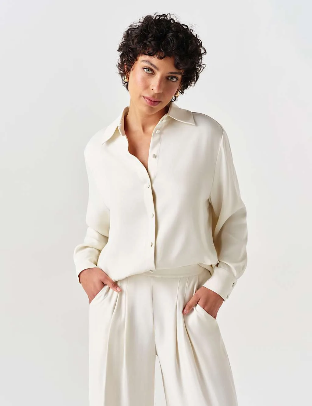 Satin Collared Blouse Ivory female - GHOST - FashionsVida