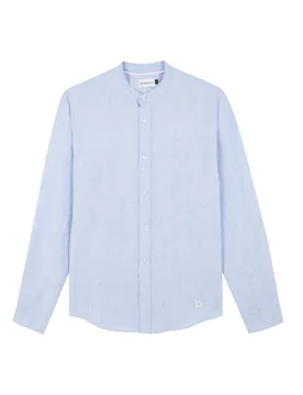 The grandad collar linen Shirt male - L - FashionsVida