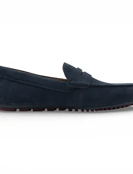 Mens Brown Suede Moccasin Loafers Casual Shoes - Blue Leather - Size Eu 44 - Tamaris - FashionsVida