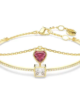 Bracciale rigido Chroma, Cuore, Rosso, Finitura oro 18K OS - Swarovski - FashionsVida