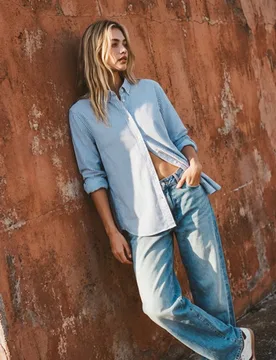 Superdry Damen Oxford Langarmhemd mit Schmaler Passform Blue - Größe: 40 - 64.99 - FashionsVida
