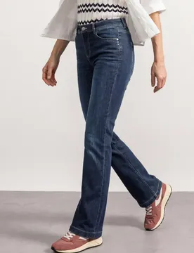 High Waist Bootcut Jeans im Slim Fit female Blau