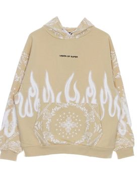 Felpa Leggera Cappuccio Uomo Bandana Print Hoodie Beige