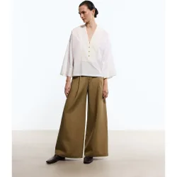 Pantalón de lino de mujer tipo palazzo