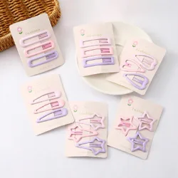 Piezas de pinzas para el cabello rosa, pinzas BB con forma de corazón y estrella, pasadores laterales mate degradados para mujeres, adecuados para us