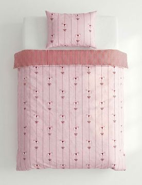 Set di biancheria da letto con fiocchi e cuori - rosa