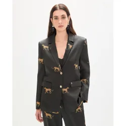Blazer de mujer estampada en tejido satinado