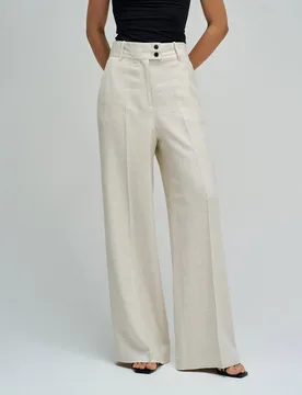 Pantalones chino wide de lino de mujer - Salsa Jeans - FashionsVida