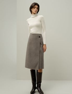 Jupe d'Hiver en Laine et Soie RWS Élégante Asymétrique 42