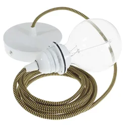 Cables Lampe Suspendue Pendel Pour Abat-jour Rz24 Zigzag 2 M Gold / Black / White One Size